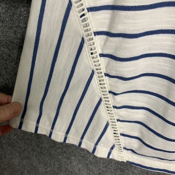 NY Collection Striped Knit Tunic Top Light Weight Women M 3/4 Sleeve Flare Hem - Picture 11 of 16